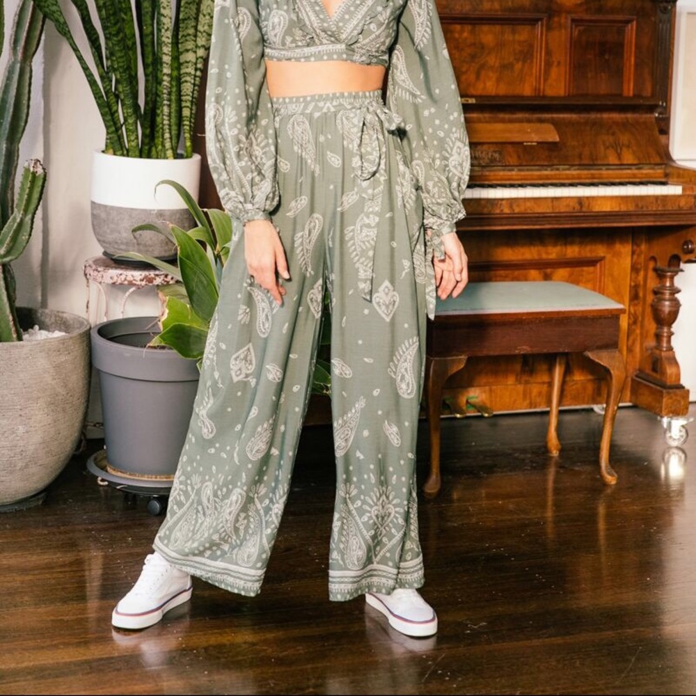 RUBEN BOHO WIDE LEG PANTS IN CONSTANCE PRINT JAASE - Picture 1 of 8